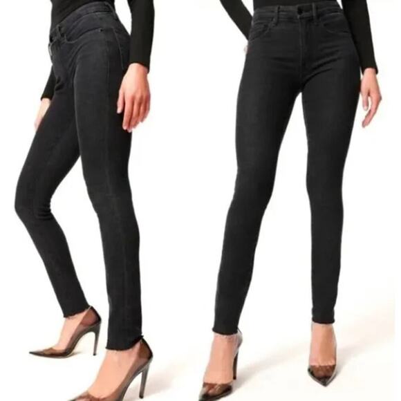 Good American Good Legs Raw Hem Jeans in Black Size 6 / 28 - Picture 3 of 8